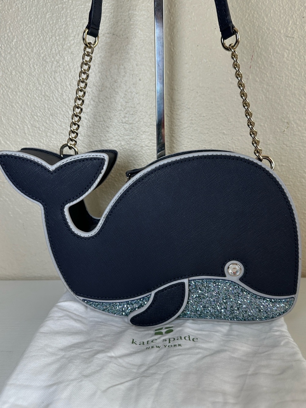 NWOT kate spade navy whale glitter-accent crossbody novelty collectible bag